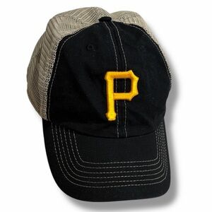 '47 Pittsburgh Pirates MLB Mesh Trawler Clean Up Sports Adjustable Hat Black Tan